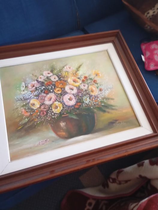 Quadro pintado a óleo Flores