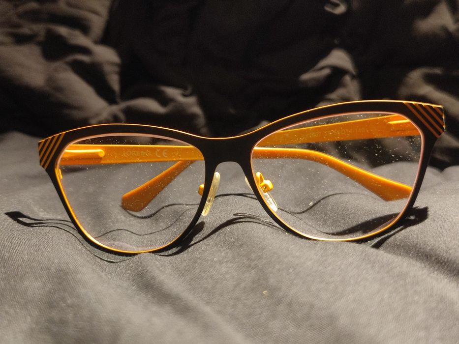 LORETTO okulary oprawki black orange NOWE pomarańczowe czarne unikat