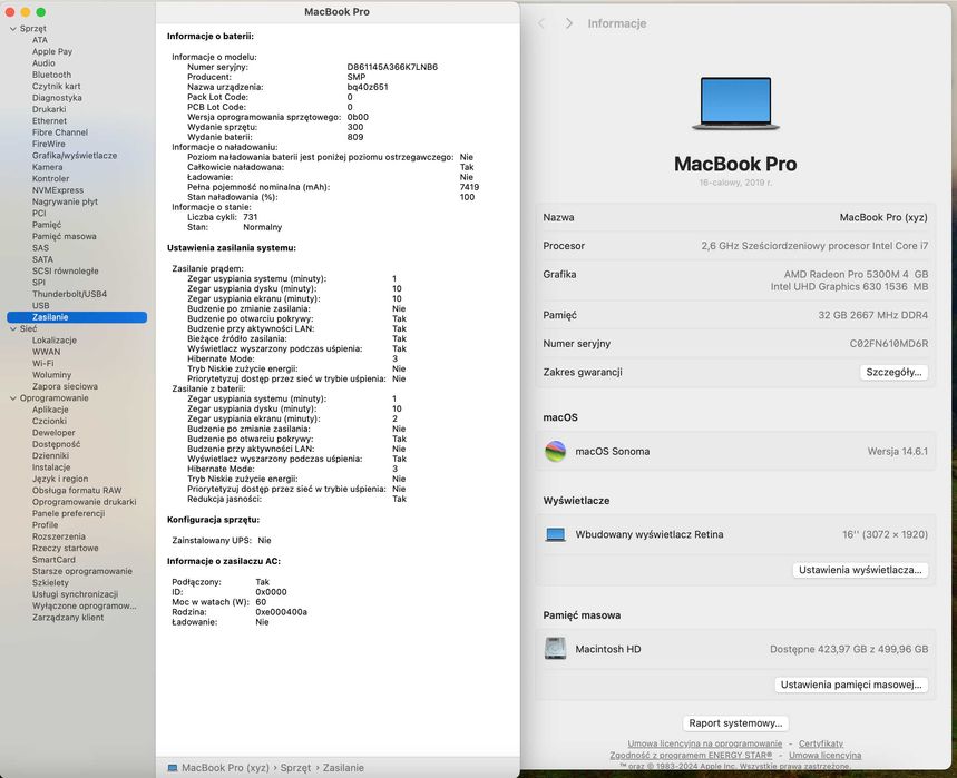 Macbook Pro 2019, A2141,16"/i7/Radeon5300/32RAM/512SSD