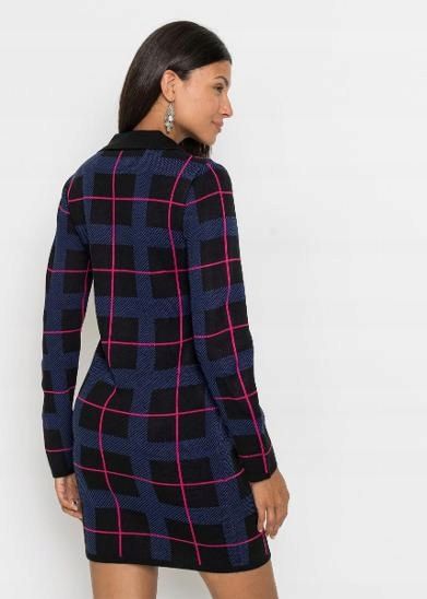 B.P.C sukienka dzianinowa w kratę 36/38.