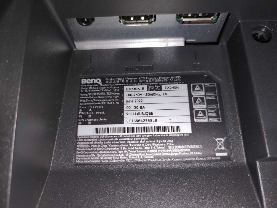 Monitor BenQ Mobiuz EX240N-B, 24" cale, HDR, LED, 165Hz, HDMI, DP