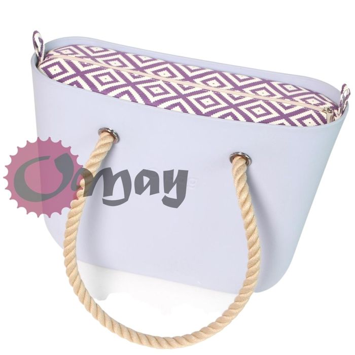 organizer OBAG STANDARD romby beżowo fioletowe 2 kieszenie wkład OMAY