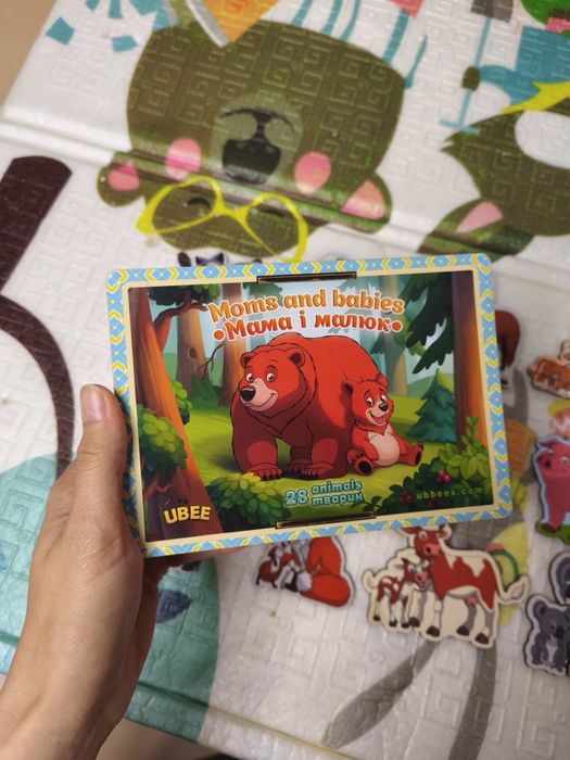 Пазли половинки, деревяні пазли,  мама і малюк, сортер, пазли вкладки