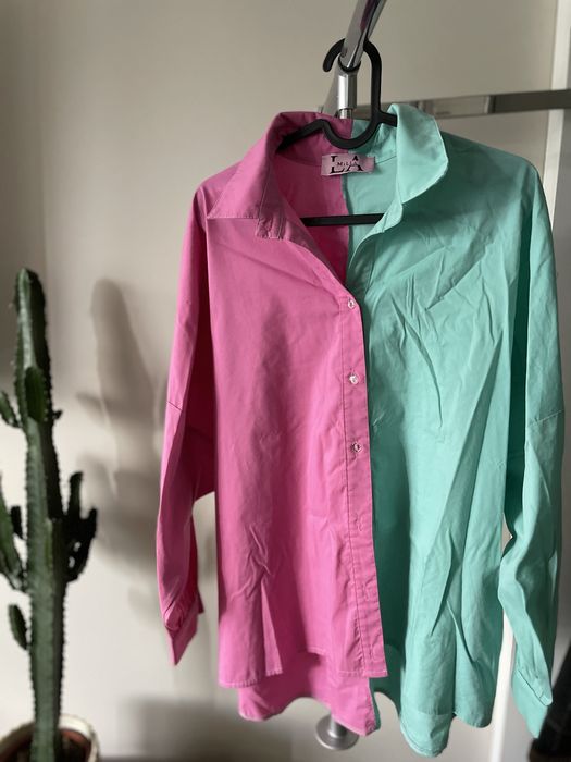 Dwukolorowa asymetryczna koszula