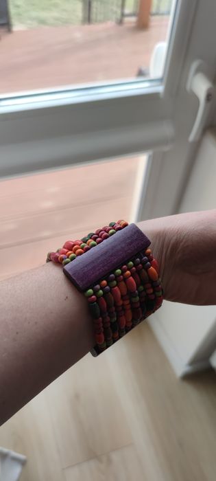 Bransoletka kolorowa Primark elastyczna drewniane koraliki
