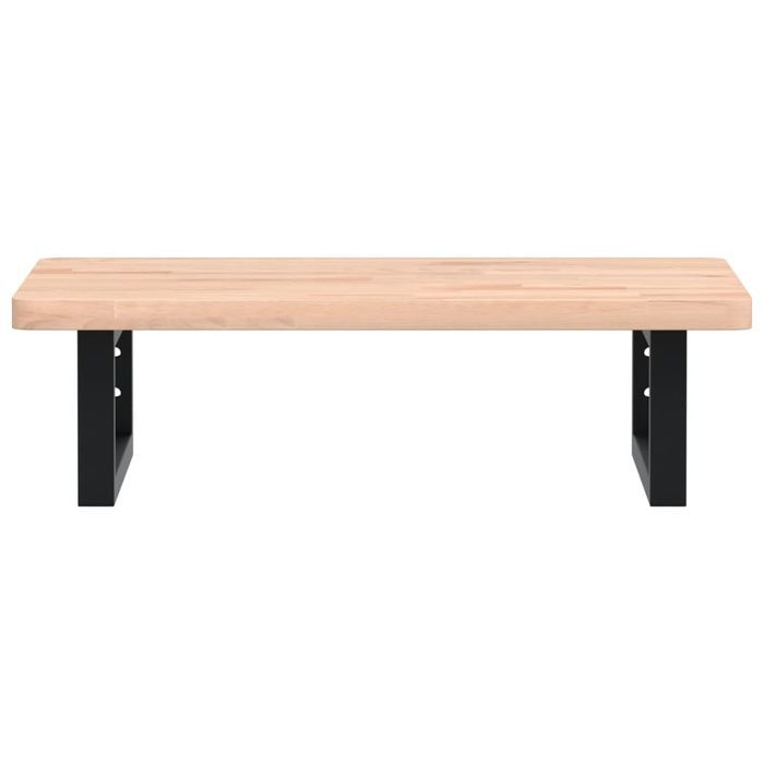 vidaXL Półka ścienna pod umywalkę, stal i lite drewno bukowe