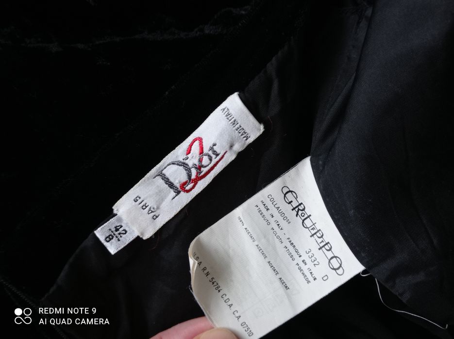 Dior czarna welurowa sukienka wieczorowa 36 S retro vintage wesele bal