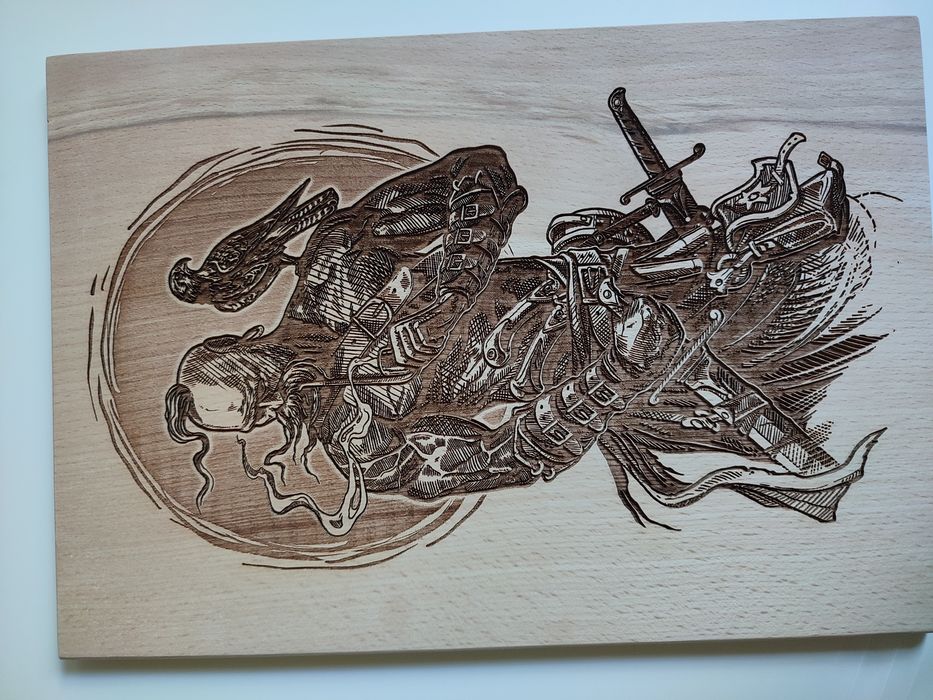 Картина дерево козак воїн яструб / handmade: 950 грн. - Живопись