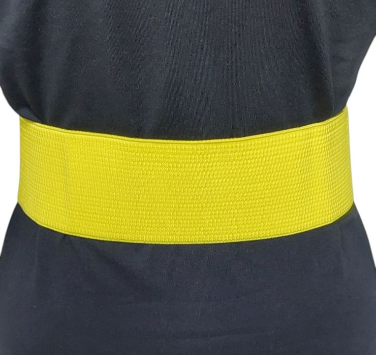 Elastyczny żółty szeroki pasek damski