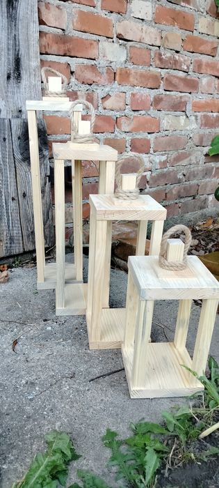 Drewniane, ozdobne lampiony