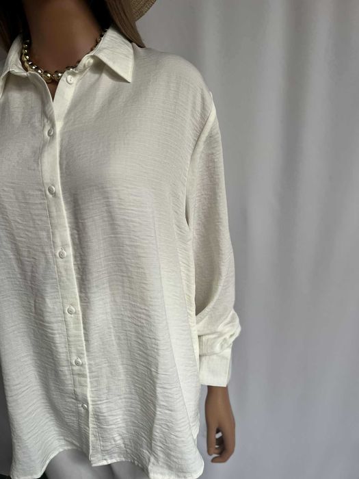 Koszula kremowa oversize elegancka basic klasyczna 44 2XL