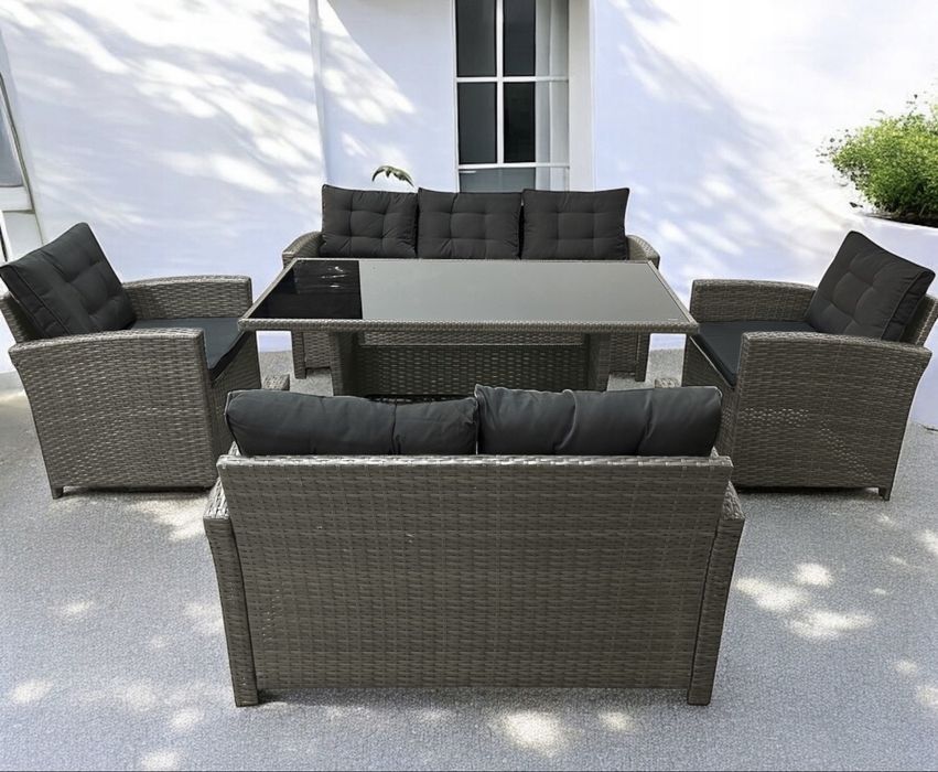 Zestaw mebli technorattan 2x sofa , fotele , stół kolory