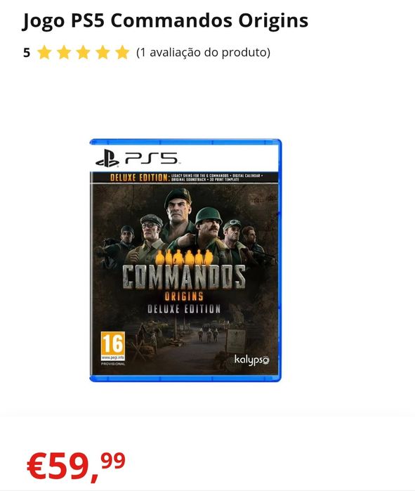 Vendo jogo Comandos Origins PS5 novo