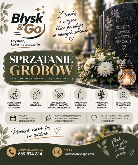 Sprzątanie Grobów Kraków i Okolice | Mycie Nagrobków od 69 zł