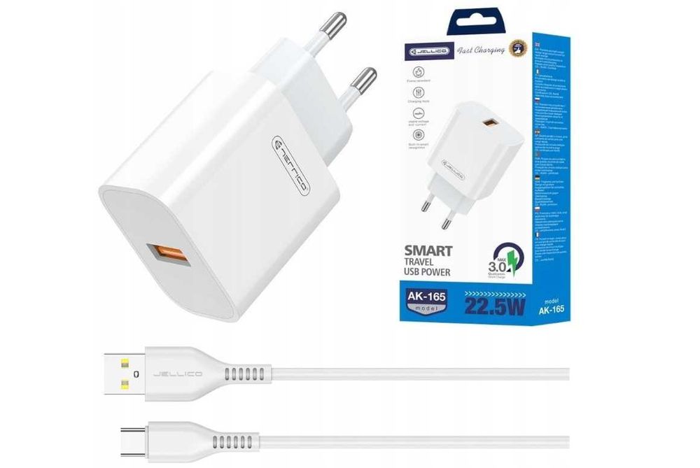 JELLICO ładowarka sieciowa 22.5W 1xUSB QC3.0 + kabel USB C