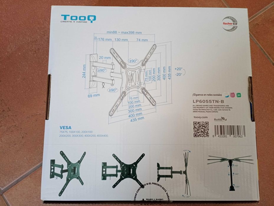 Suporte de Parede para TV 23 "- 55" Preto - TooQ