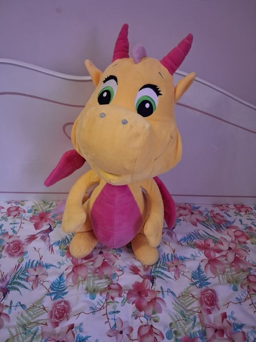 Pluszak smok żółto różowy