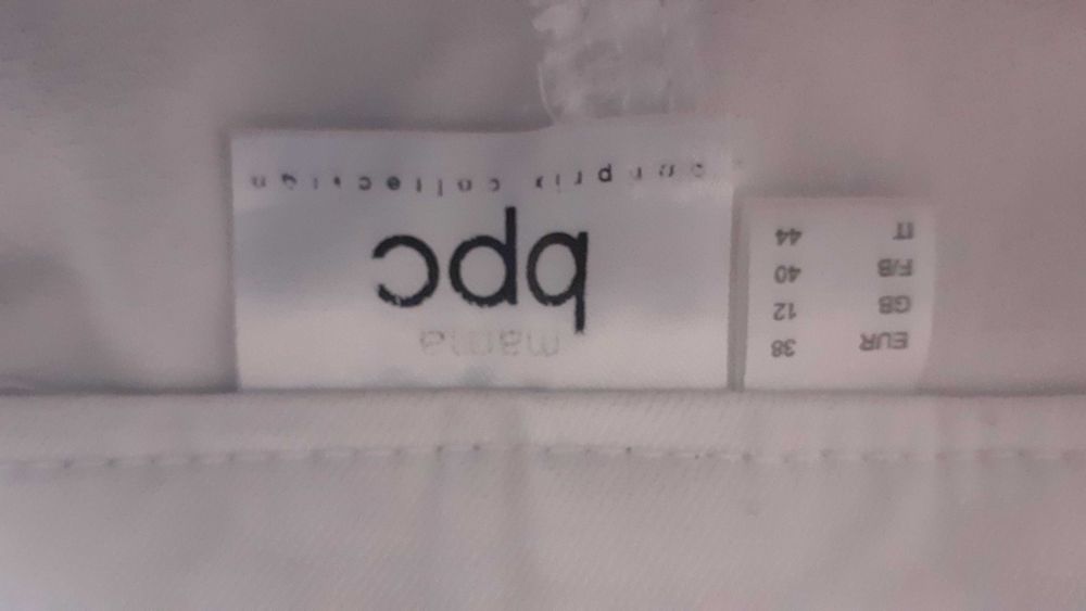 Białe spodnie nowe jeansy ciążowe dopasowane rozmiar 38 bpc bonprix