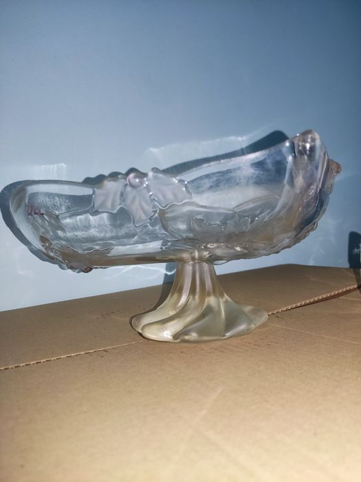 Misa patera taca szkło w  kształcie serca  PRL Szkło kolorowe