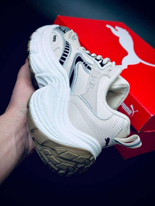 Акційна ціна жіночі кросівки Puma бежеві/високі Кроссовки пума высокие