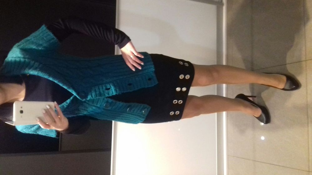 Sweter, sweterek turkusowy wełniany M , 38