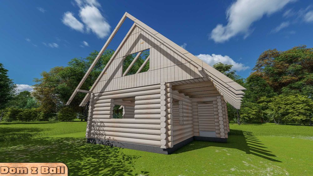 Materiał na dom z bala Ø20 35+42 m2 na zgłoszenie 59500 zł brutto