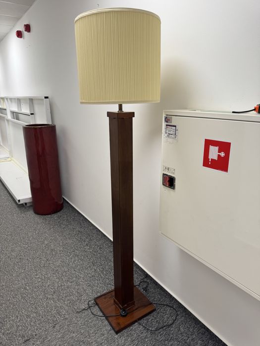 Lampa podłogowa drewniana 186 cm + klosz | vintage