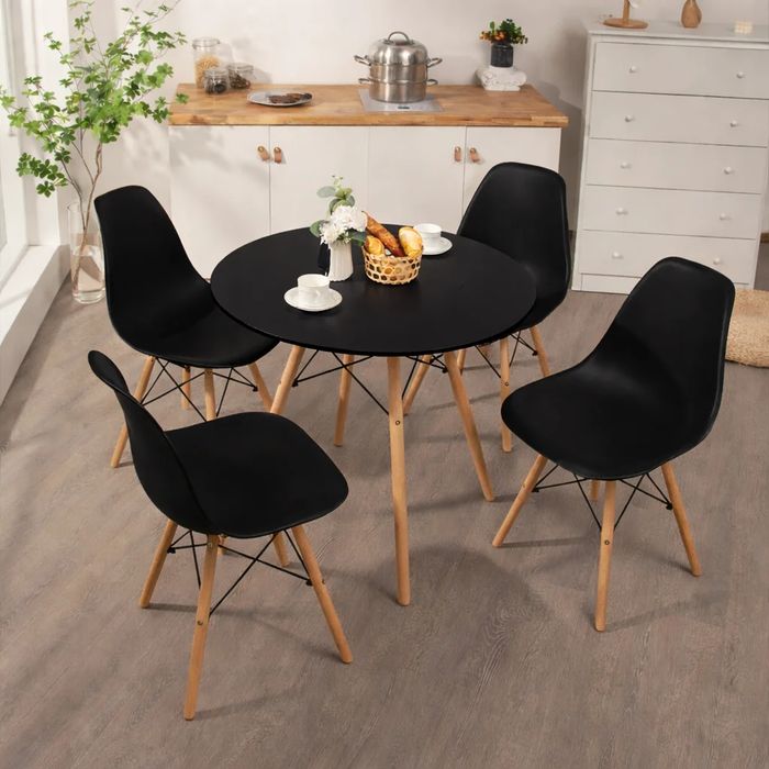 NOWY Stół z Krzesłami Okrągły Czarny Do Jadalni Kuchni Salonu Zestaw Skandynawski Meble Do Domu Stół Kuchenny Stolik Stoliczek Okazja Fv Gwarancja