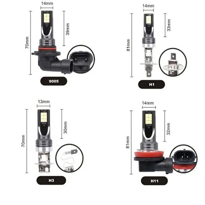 Лампи лампочки в протитуманні фари светодиодные LED лампы H7 H8 H11 2ш
