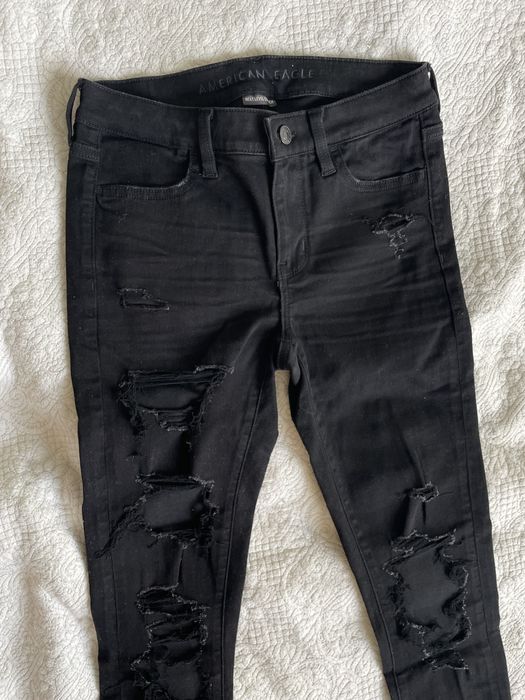 Nowe! Czarne jeansy z dziurami American Eagle rozm 4 Usa 36 EUR