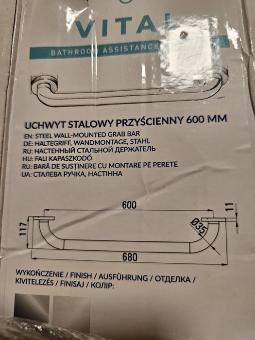 Uchwyt ścienny Vital 60cm srebrny nowy