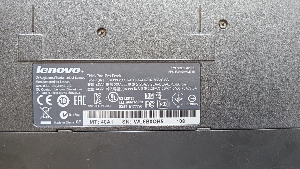 Stacja dokująca TYP 40A1 Lenovo ThinkPad Pro Dock