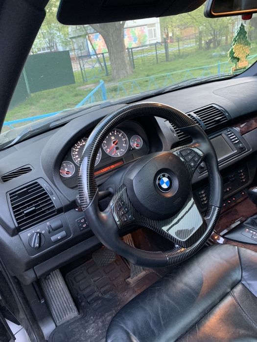 Спорт, тюнинг руль BMW X5, 3,5,7 carbon с анатомией и кожей