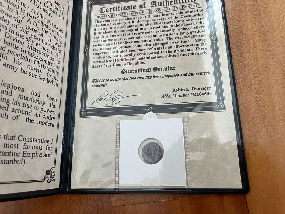 Moeda Romana Bronze Dinastia Constantina Certificado Autenticidade