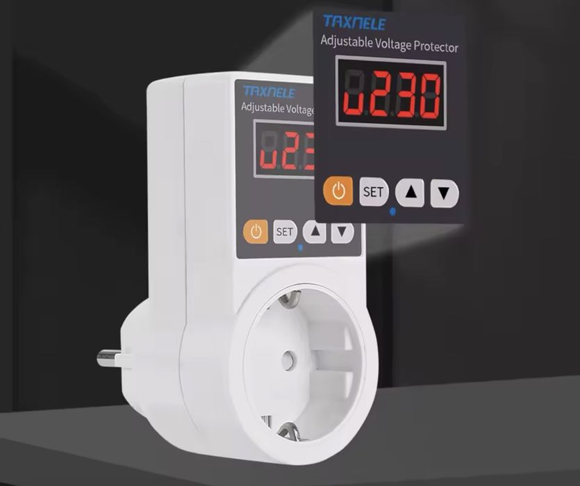 ‼️Реле напруги в розетку з дисплеєм Taxnele 220В 16А‼️