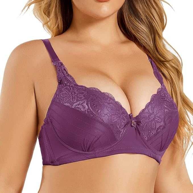 Zestaw 2x biustonosz Shekini 90C push-up koronka czarny fiolet