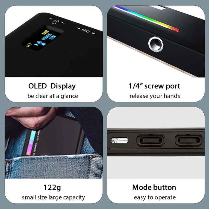 Mini painel led w140 rgb 8W 3100mAh SELADO