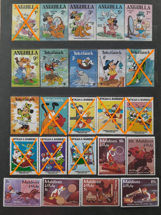 Поштові марки блоки Disney Дісней мультики негашені негашеные марки