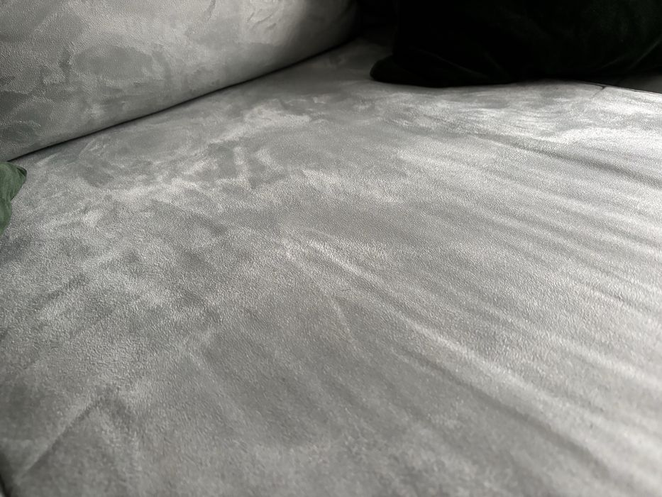 Sofá de 2m (3-4 lugares) em tecido alcântara azul acizentado