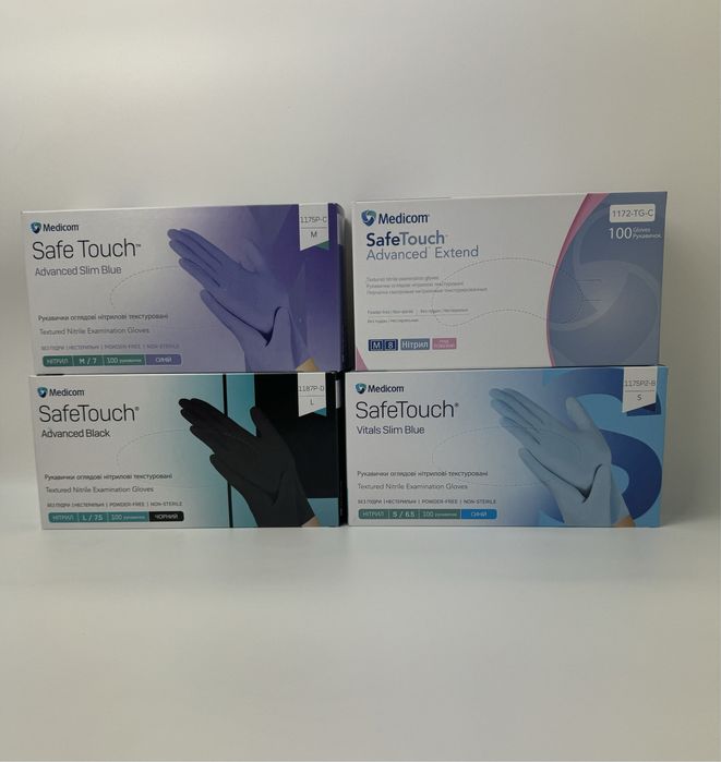 Нитриловые перчатки Medicom черные, синие