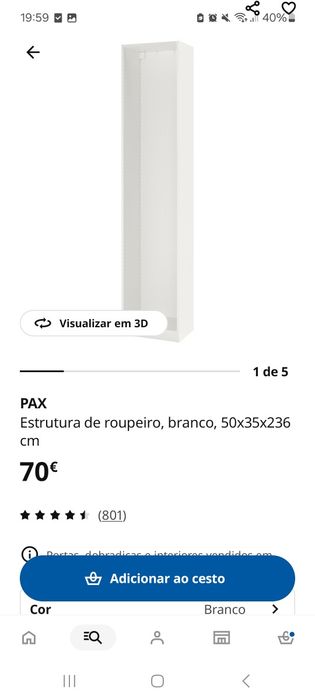Armários pax ikea 150x236x35 com gavetas, prateleiras, portas espelho