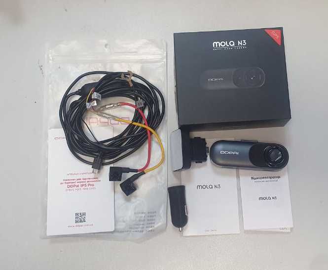 Видеорегистратор DDPai MOLA N3 GPS + проводка DDPai IPS Pro (24/7)