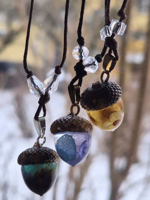 Naszyjnik żołądź suszone kwiatt natura