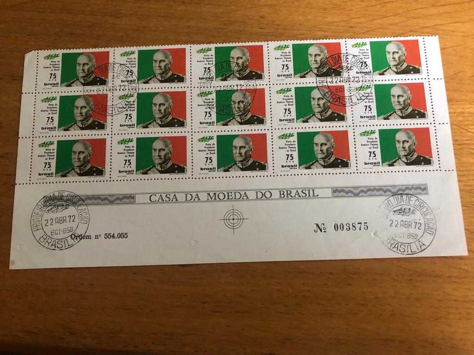 15 Selos da Visita do Presidente Américo Tomaz ao Brasil