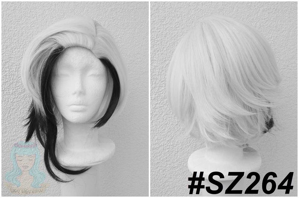 Arlecchino Genshin Impact peruka szara biała krótka cosplay wig