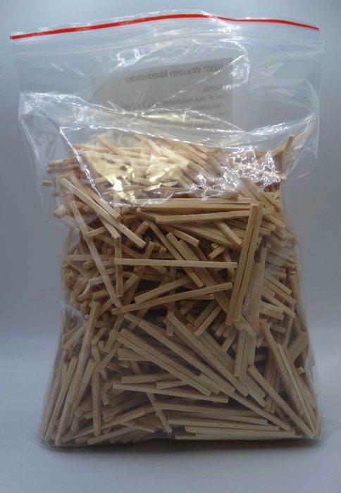 1000x fósforos sem cabeça para fazer modelos (43x2x2mm)