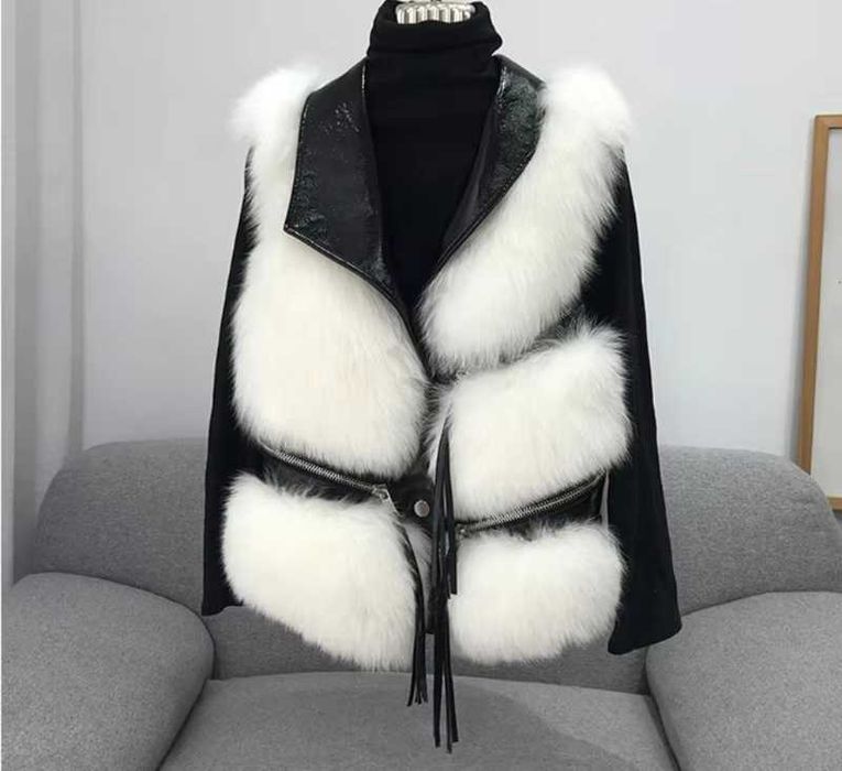 Kamizelka prawdziwe futro+skóra