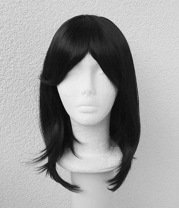 Mikasa cosplay wig czarna krótka peruka z grzywką bob czarny krótki