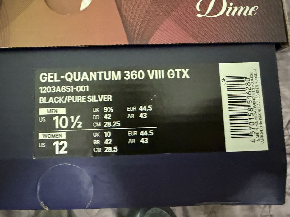 Asics DIME x GEL-QUANTUM 360 VIII GTX, EU44.5, us10.5 gore-tex