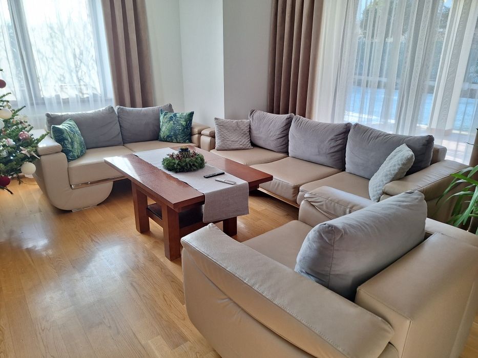 Zestaw 3 kanap/sof ekoskóra beż, szary